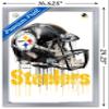 Trends International NFL Pittsburgh Steelers - Drip Helmet 20 Wall Poster, 14.725" x 22.375", Silver Framed Version view 3