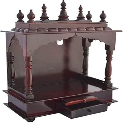 Homecrafts Handpainted Wooden Home Temple/Home mandir/god Stand for Home/Pooja Stand/Home mandap/mandapam/Pooja mandir Without Doors and Medium Size (Color-DRM3) Medium Size- 18x12x24 Inch