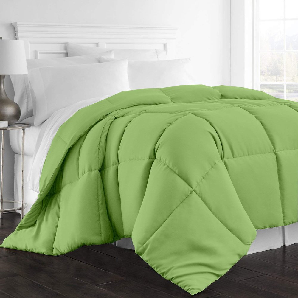 1-Pc Comforter Full 82x86 Size 1-Pc Comforter 100% Egyptian Cotton, 600 Thread Count (100 GSM Micro Fill Diamond Box Stitched) - Machine Washable, Sage Solid