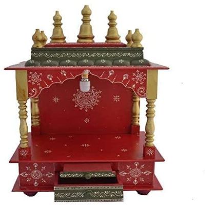 Homecrafts Wood Home Temple (24 x 12 x 30 inch, Red)