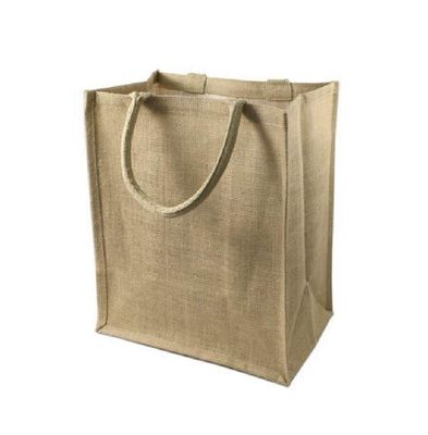 (12 Pack) Jute Burlap 6 Bottle Wine Gift Tote Bags with cotton webbed with divider, Size 8" x 12" x 14" by SHOPINUSA (8" x 12" x 14")
