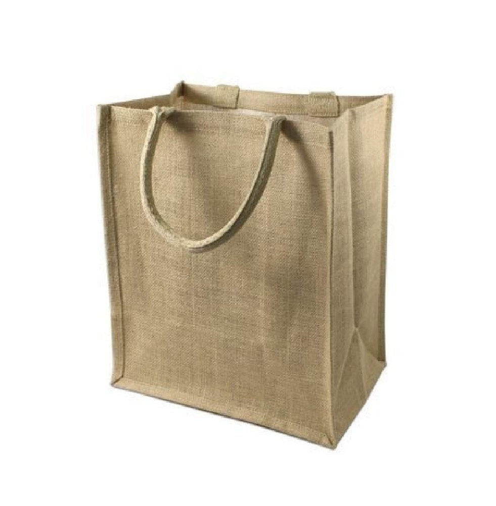 (12 Pack) Jute Burlap 6 Bottle Wine Gift Tote Bags with cotton webbed with divider, Size 8" x 12" x 14" by SHOPINUSA (8" x 12" x 14")