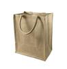 (12 Pack) Jute Burlap 6 Bottle Wine Gift Tote Bags with cotton webbed with divider, Size 8" x 12" x 14" by SHOPINUSA (8" x 12" x 14") view 1