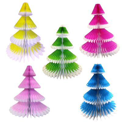 5-Piece 12 Inch Honeycomb Tree Decoration, Frosted Pastel Mix