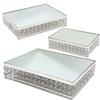 allgala Wedding Cake Stands 3-Piece Set Crystal Silver Cheese Dessert Cupcake Cake Stand with Mirror Plate-Silver Rectangle-HD89205 view 1