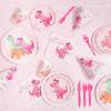 Blue Panda Happy Birthday Dinosaur Pastel Cake Paper Plates - 80-Pack, 9-Inch, Multicolor - Pink Dinosaur Party Plates for Birthday Party Tableware view 2