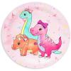 Blue Panda Happy Birthday Dinosaur Pastel Cake Paper Plates - 80-Pack, 9-Inch, Multicolor - Pink Dinosaur Party Plates for Birthday Party Tableware view 3