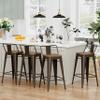 Alunaune 26" Metal Barstools Set of 4, Industrial Counter Height Bar Stools Kitchen Island Bar Chairs Wooden Seat Low Back-Rusty view 1