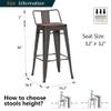 Alunaune 26" Metal Barstools Set of 4, Industrial Counter Height Bar Stools Kitchen Island Bar Chairs Wooden Seat Low Back-Rusty view 2