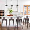 Alunaune 26" Metal Barstools Set of 4, Industrial Counter Height Bar Stools Kitchen Island Bar Chairs Wooden Seat Low Back-Rusty view 3