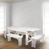Flash Furniture HERCULES Series 40" x 12" Antique Rustic White Solid Pine Folding Farm Bench view 2