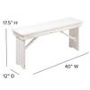 Flash Furniture HERCULES Series 40" x 12" Antique Rustic White Solid Pine Folding Farm Bench view 3