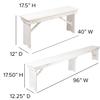 Flash Furniture HERCULES Series 8' x 40" Antique Rustic White Folding Farm Table and Four Bench Set view 4