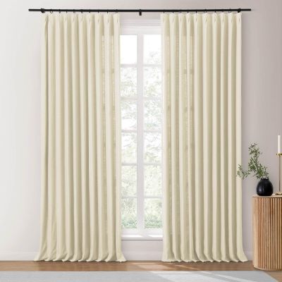 Drapifytex 52Wx84L Pinch Pleat Cotton Linen Blended Window Curtain, 84 Inches Long Light Filtering Heavyweight Drapery for Bedroom, Seedpearl Living Room Window Drape Decoration, 1 Panel