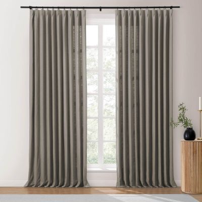 Drapifytex 52Wx84L Pinch Pleat Cotton Linen Blended Window Curtain, 84 Inches Long Light Filtering Heavyweight Drapery for Bedroom, Dark Gray Living Room Window Drape Decoration, 1 Panel