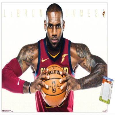 Trends International NBA Cleveland Cavaliers-Lebron James Mount Wall Poster, 14.725" x 22.375", Premium Poster & Mount Bundle