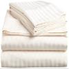 400 Thread Count 100% Natural Cotton 4 Piece Premium Sheet Set (1 Fitted Sheet, 1 Flat Sheet and 2 Pillowcases) Fit Up to 18-Inch-Deep Pocket (Short Queen, Ivory Stripe) view 1