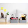 Seville Classics Bamboo Premium Organizer Storage Bins for Kitchen Silverware, Pantry, Closet, Office Desk, Pens, Utensils, Makeup, K Cup, Bamboo/Gray, Desk Caddy view 3