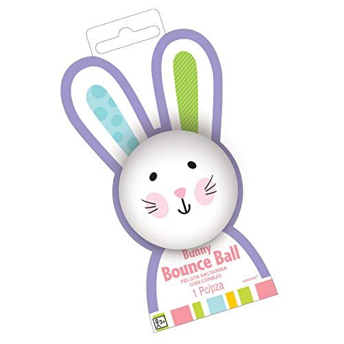 Amscan White Rubber Bunny Bounce Ball Bulk Favor - 54mm (Pack of 1) - Ideal for Parties, Easter & Gifts