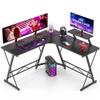 Mr IRONSTONE L Shaped Gaming Desk Corner Computer Desk, Home Office Desks Writing Workstation with Large Monitor Stand, Easy to Assemble (Black,51 Inch) view 1