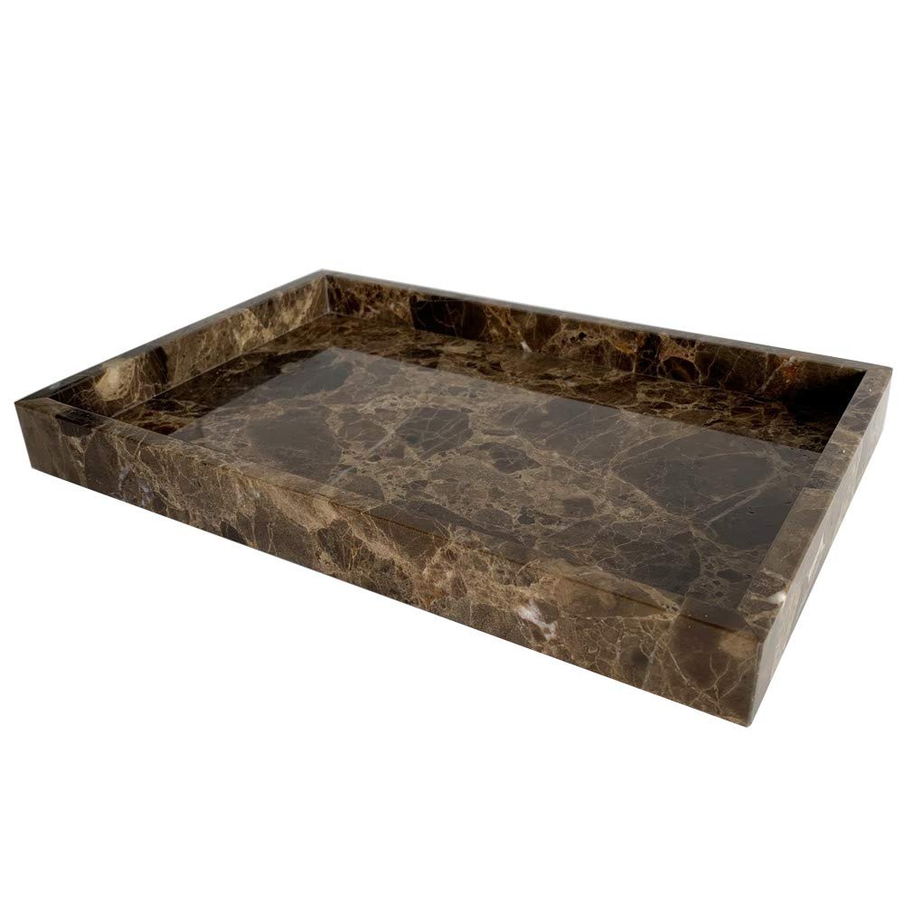 StonePlus Natural Marble Storage Vanity Tray, Cosmetics Jewelery Tray, Kitchen Organizer, Coffee Table Tray (Coffee Net, 11.8L x 7.87W x 1.18H)
