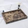 StonePlus Natural Marble Storage Vanity Tray, Cosmetics Jewelery Tray, Kitchen Organizer, Coffee Table Tray (Coffee Net, 11.8L x 7.87W x 1.18H) view 3