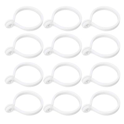 150pcs White Hook up Bathroom Shower Hanging Rings Hook Bath Drape Clip Drapery Holder Book Ring Eye with Hole Accessories Window Shade Clips Large Curtain