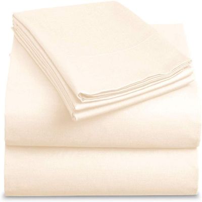 Bedding Castle - Luxurious - 800 Series - Egyptian Cotton - 4PC Bed Sheet Set - ( Flat Sheet + Fitted Sheet 26" Deep Pocket + 2 PC Pillow Cases ) - Fade Resistant - (Twin XL, Ivory)