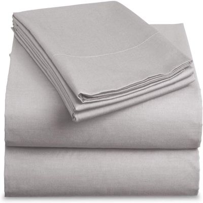 Bedding Castle - Luxurious - 800 Series - Egyptian Cotton - 4PC Bed Sheet Set - ( Flat Sheet + Fitted Sheet 26" Deep Pocket + 2 PC Pillow Cases ) - Fade Resistant - (Twin XL, Silver)