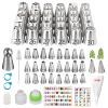 ANSLYQA Russian Piping Tips Set, 166 Pcs with 30 Numbered Russian Tips, 24 Numbered Icing Tips, 1 Ball Tip, 2 Leaf Tips, Pattern Chart, 3 Couplers, 100 Pastry Bags & More for Cake Cupcake Decorating view 1