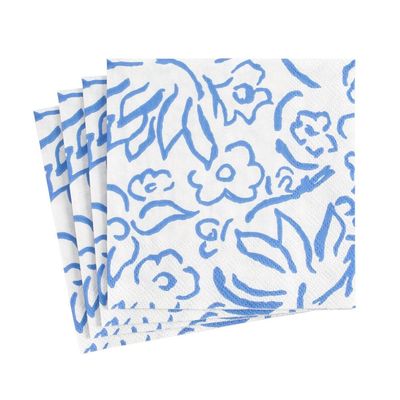 Caspari Matisse Paper Cocktail Napkins in Blue - Two Packs of 20