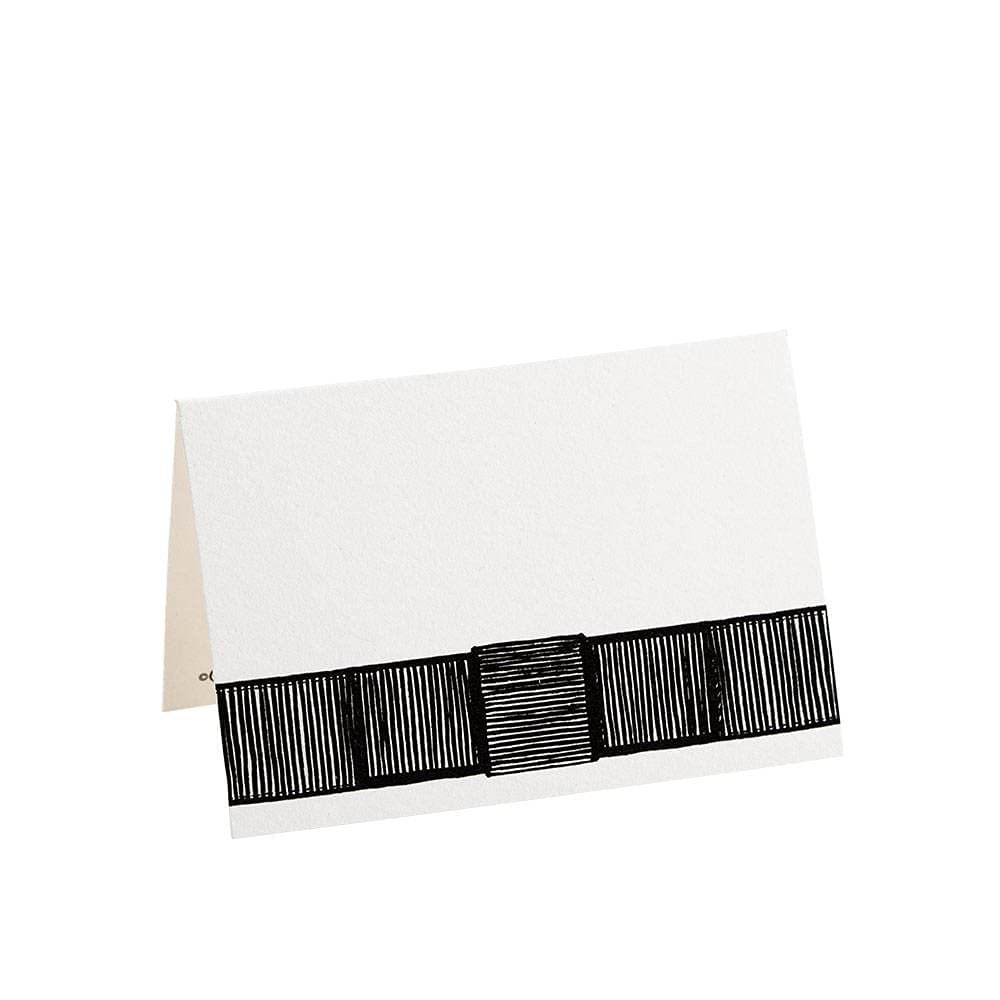 Caspari Ribbon Border Place Cards in Black - Set of 24