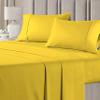 RV LINEN Cotton 600 Thread Count- 4 Pieces Sheet Set King Size, Yellow  Soft Quality 100% Bedding Sheet  Luxury 16 Inch Deep Pocket & Bedding Set with Flat Sheet, Fitted Sheet, 2 Pillow Cases view 2