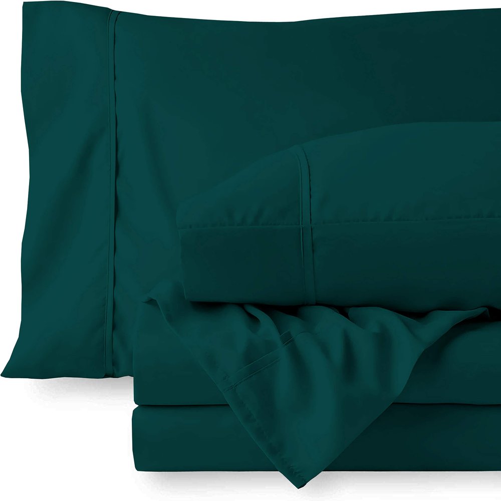 Cotton 600 Thread Count- 4 Pieces Sheet Set California King Size, Teal  Soft Quality 100% Bedding Sheet  Luxury 16 Inch Deep Pocket & Bedding Set with Flat Sheet, Fitted Sheet, 2 Pillow Cases