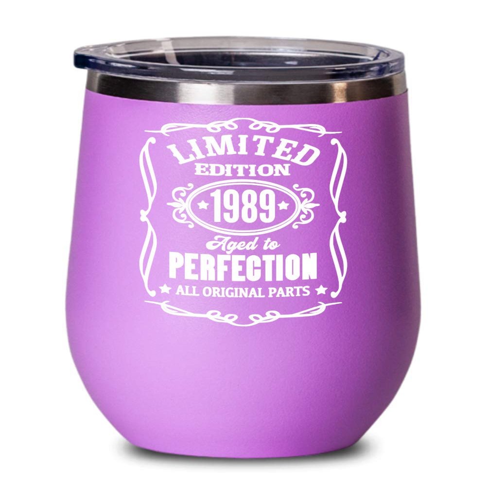 1989 Limited Edition Aged to Perfection Wine Tumbler 30th Birthday Gifts for Son from Mom Funny Bday Mugs Gift for Men and Women Coffee Tea Cups