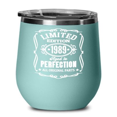 1989 Limited Edition Aged to Perfection Wine Tumbler 30th Birthday Gifts for Son from Mom Funny Bday Mugs Gift for Men and Women Coffee Tea Cups