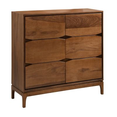 New Spec Monte Rosa Mid Century 6 Drawer Wood Dresser in Walnut