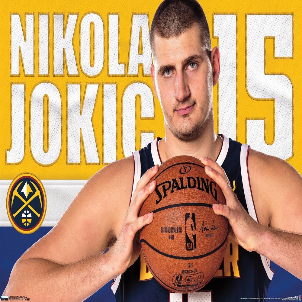 Trends International NBA Denver Nuggets - Nikola Jokic 19 Wall Poster, 22.375" x 34", Premium Unframed Version