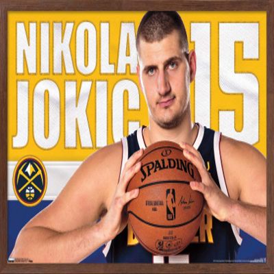 Trends International NBA Denver Nuggets - Nikola Jokic 19 Wall Poster, 14.725" x 22.375", Mahogany Framed Version
