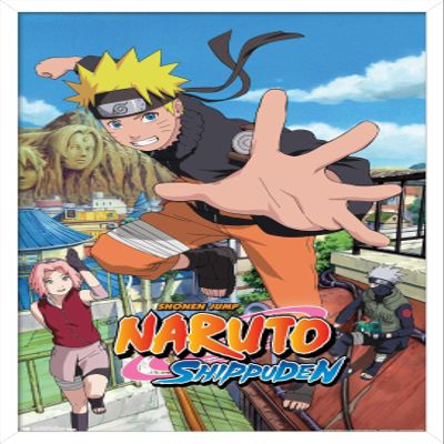 Trends International Naruto Shippuden - Jump Wall Poster, 14.725" x 22.375", White Framed Version