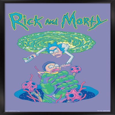 Trends International Rick And Morty - Portal Fall Wall Poster, 14.725" x 22.375", Black Framed Version