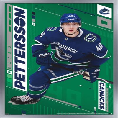 Trends International NHL Vancouver Canucks - Elias Pettersson 19 Wall Poster, 22.375" x 34", Silver Framed Version