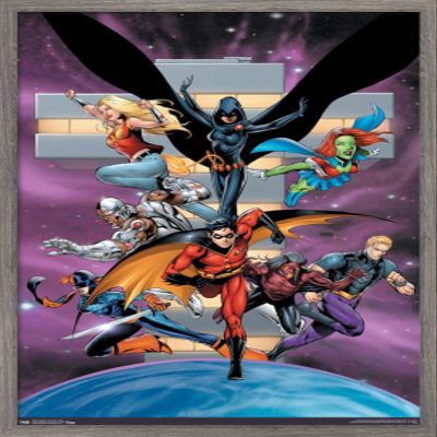 Trends International DC Comics - Teen Titans - Group Wall Poster, 14.725" x 22.375", Barnwood Framed Version