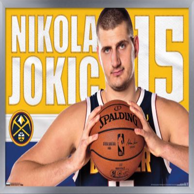 Trends International NBA Denver Nuggets - Nikola Jokic 19 Wall Poster, 14.725" x 22.375", Silver Framed Version
