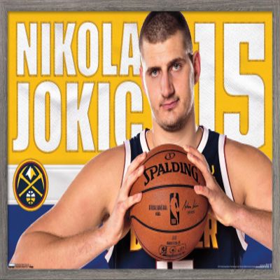 Trends International NBA Denver Nuggets - Nikola Jokic 19 Wall Poster, 22.375" x 34", Barnwood Framed Version