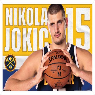 Trends International NBA Denver Nuggets - Nikola Jokic 19 Wall Poster, 14.725" x 22.375", White Framed Version