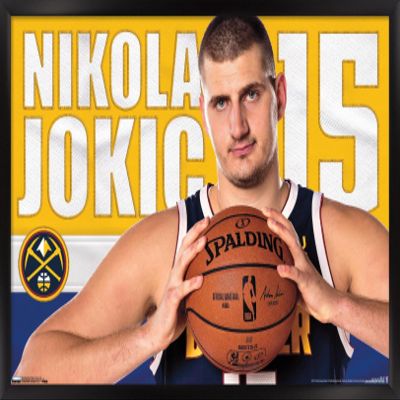 Trends International NBA Denver Nuggets - Nikola Jokic 19 Wall Poster, 14.725" x 22.375", Black Framed Version