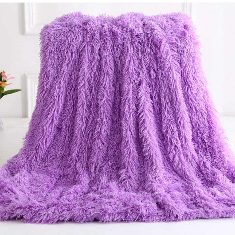 63x79inch Cozy Luxury Faux Fur Throw Blanket Purple Plush Long Shaggy Super Soft Blanket Flurry Warm Blanket Home Decorative Throw Bed Couch Sofa
