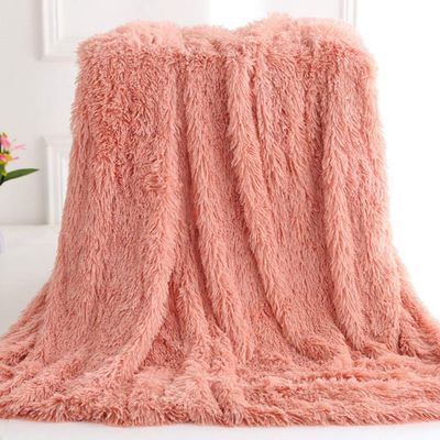 63x79inch Cozy Luxury Faux Fur Throw Blanket Blush Pink Plush Long Shaggy Super Soft Blanket Flurry Warm Blanket Home Decorative Throw Bed Couch Sofa