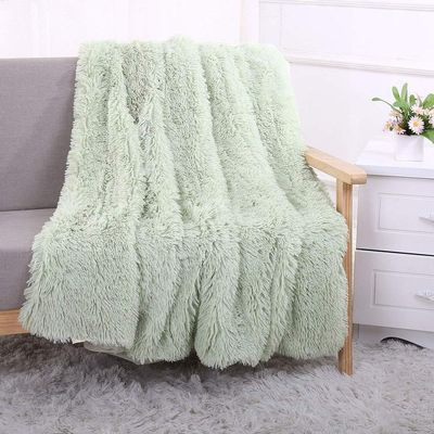 63x79inch Cozy Luxury Faux Fur Throw Blanket Light Green Plush Long Shaggy Super Soft Blanket Flurry Warm Blanket Home Decorative Throw Bed Couch Sofa